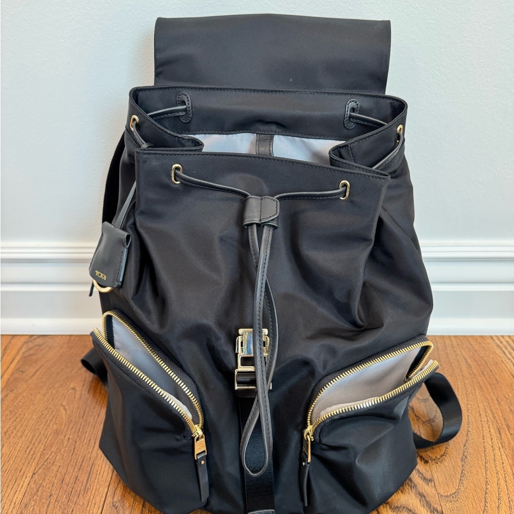Tumi Rivas Black Backpack with Gold Hardware - Picture 4 of 6